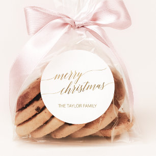 Elegantes GoldKalligraphie-frohe Runder Aufkleber