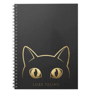 Elegantes Goldkatze-Foto-Spiralnotizbuch Notizblock