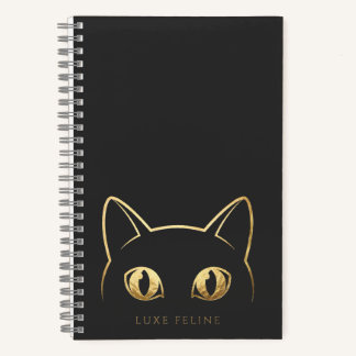 Elegantes Goldkatze Line Art Spiral Notizbuch