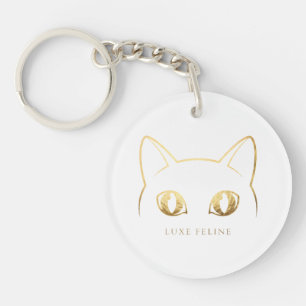 Elegantes Goldkatze-Linienkunst-Schlüsselanhänger Schlüsselanhänger