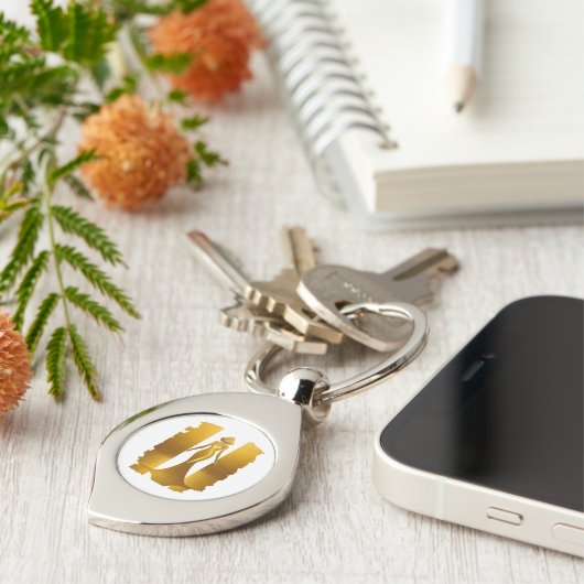 Elegantes Goldkleid Schlüsselanhänger (Seite)
