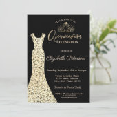 Elegantes Goldkleid, Tiara Quinceañera Einladung