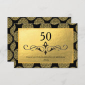 ELEGANTES GOLDkreis-MUSTER u. SCHWARZES "danken Dankeskarte (Vorne/Hinten)