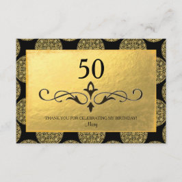 ELEGANTES GOLDkreis-MUSTER u. SCHWARZES "danken Dankeskarte