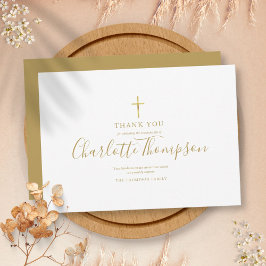 Elegantes Goldkreuz Beerdigung Einfach Dankeskarte
