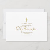 Elegantes Goldkreuz Beerdigung Einfaches Foto Dankeskarte (Vorderseite)