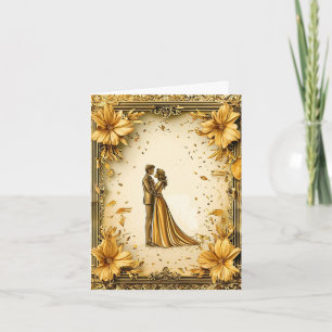 Elegantes Goldkunstwerk eines romantischen Brautpa Einladung