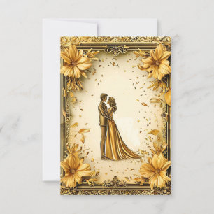 Elegantes Goldkunstwerk eines romantischen Brautpa Einladung