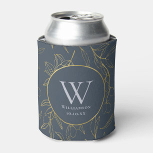 Elegantes Goldleder-Monogramm-Hochzeit Dosenkühler