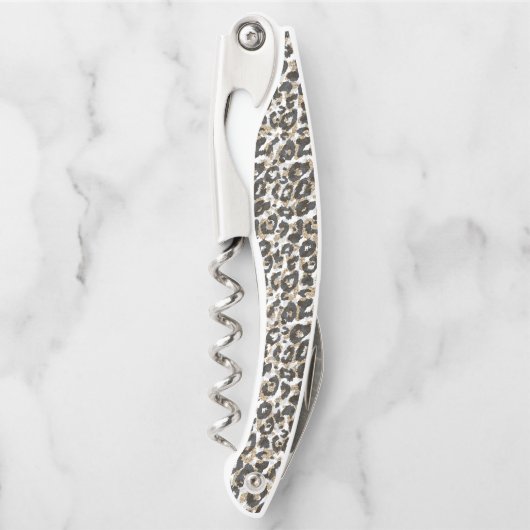 Elegantes Goldleopardenmuster Kellnermesser (Vorderseite)