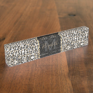 Elegantes Goldleopardenmuster Namensplakette