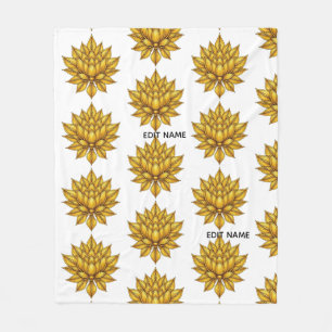 Elegantes Goldlotus-Blütenmuster Abziehfolie Fleecedecke