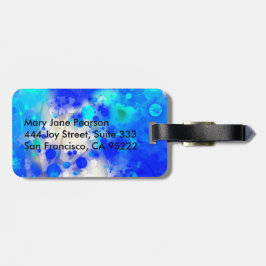 Elegantes GoldLuxe blaues BlumenAquarell Gepäckanhänger