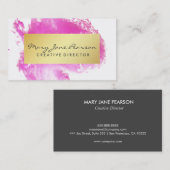 Elegantes GoldLuxe rosa AquarellBrushstrokes Visitenkarte (Vorne/Hinten)