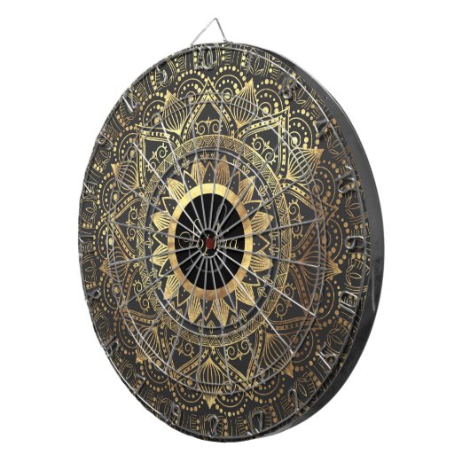 Elegantes Goldmandala-Kunstwerk Dartscheibe (Vorderseite rechts)
