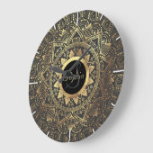 Elegantes Goldmandala-Kunstwerk Große Wanduhr (Winkel)