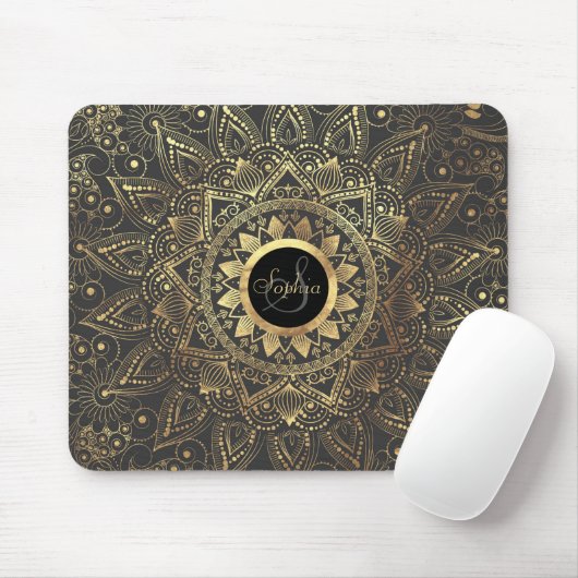 Elegantes Goldmandala-Kunstwerk Mousepad (Mit Mouse)