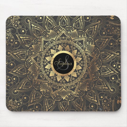 Elegantes Goldmandala-Kunstwerk Mousepad (Vorne)