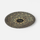 Elegantes Goldmandala-Kunstwerk Pappteller (Schrägansicht)