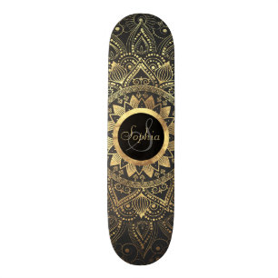 Elegantes Goldmandala-Kunstwerk Skateboard