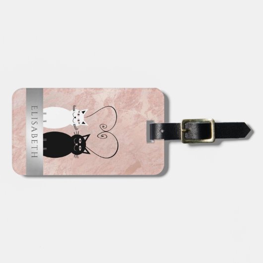 Elegantes Goldmarmor aus Rose niedliches lustiges Gepäckanhänger (Vorderseite horizontal)