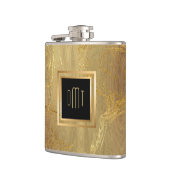 Elegantes Goldmarmor-Monogramm Flachmann (Links)