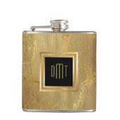 Elegantes Goldmarmor-Monogramm Flachmann (Vorderseite)