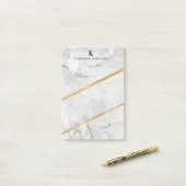 Elegantes Goldmarmor-Monogramm Post-it Klebezettel (Auf Schreibtisch)