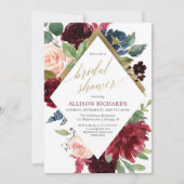 Elegantes Goldmarsala-Bordeaux-Brautparty Einladung (Vorderseite)