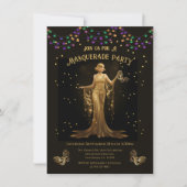 Elegantes Goldmaskerade-Party Einladung (Vorderseite)