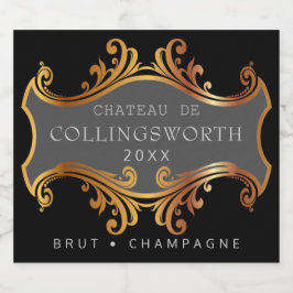 Elegantes Goldmedaille Frische Weinflasche Schaumweinetikett