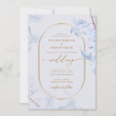 Elegantes Goldmedaille für die blaue Wasserfarbe Einladung (Vorderseite)