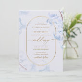 Elegantes Goldmedaille für die blaue Wasserfarbe Einladung (Stehend Vorderseite)