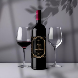 Elegantes Goldmedaille Wreath Monogram Wine Label Weinetikett