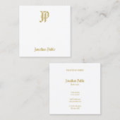 Elegantes Goldmit Monogramm Luxusschablone modern Quadratische Visitenkarte (Vorne/Hinten)