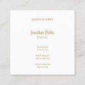 Elegantes Goldmit Monogramm Luxusschablone modern Quadratische Visitenkarte (Rückseite)