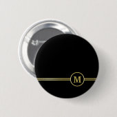 Elegantes Goldmonogramm auf schwarz Button (Vorne & Hinten)
