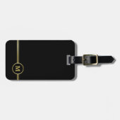 Elegantes Goldmonogramm auf schwarz Gepäckanhänger (Vorderseite horizontal)