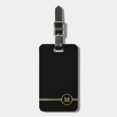 Elegantes Goldmonogramm auf schwarz Gepäckanhänger (Vorderseite vertikal)