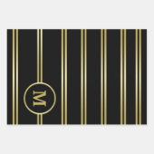 Elegantes Goldmonogramm auf schwarz Geschenkpapier Set (Vorderseite 3)