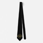 Elegantes Goldmonogramm auf schwarz Krawatte (Vorderseite)