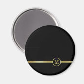 Elegantes Goldmonogramm auf schwarz Magnet (Vorderseite/Rückseite)