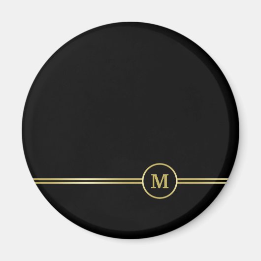 Elegantes Goldmonogramm auf schwarz Magnet (Vorne)
