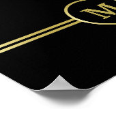Elegantes Goldmonogramm auf schwarz Poster (Ecke)