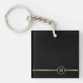 Elegantes Goldmonogramm auf schwarz Schlüsselanhänger