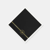 Elegantes Goldmonogramm auf schwarz Serviette (Ecke)