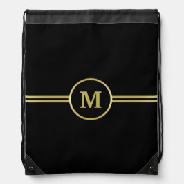 Elegantes Goldmonogramm auf schwarz Sportbeutel