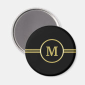 Elegantes Goldmonogramm auf schwarzem Magnet (Vorderseite/Rückseite)