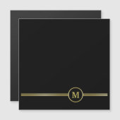 Elegantes Goldmonogramm auf schwarzer Magnetkarte (Vorne/Hinten)