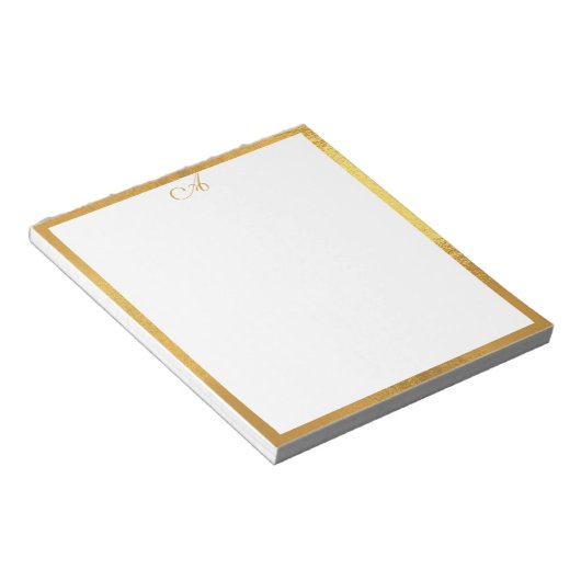 Elegantes Goldmonogramm Notizblock (angewinkelt)